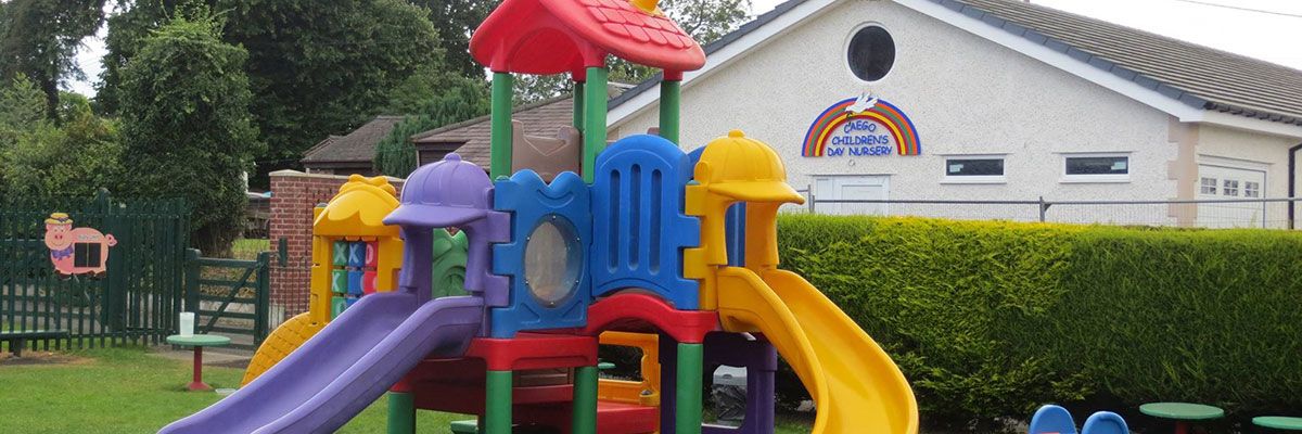 Caego Day Nursery slide and outdoor play area